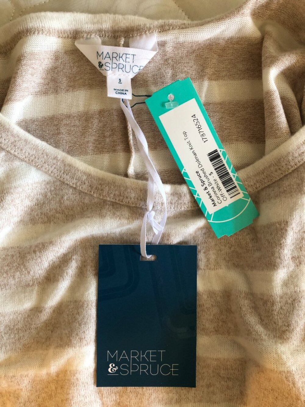 NWT Market & Spruce Corinna Brushed Dolman Knit Top Off-White Stripe Small - Picture 9 of 10